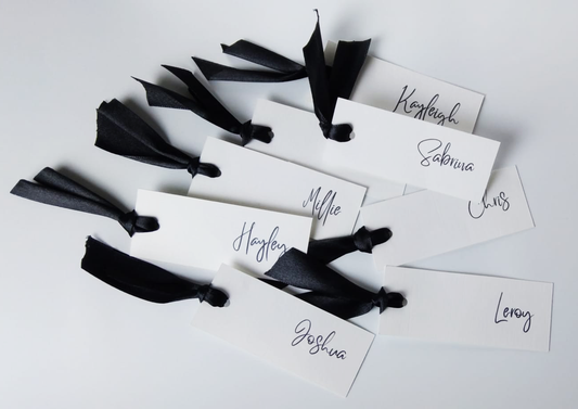 Modern Place Card with Eyelet & Ribbon