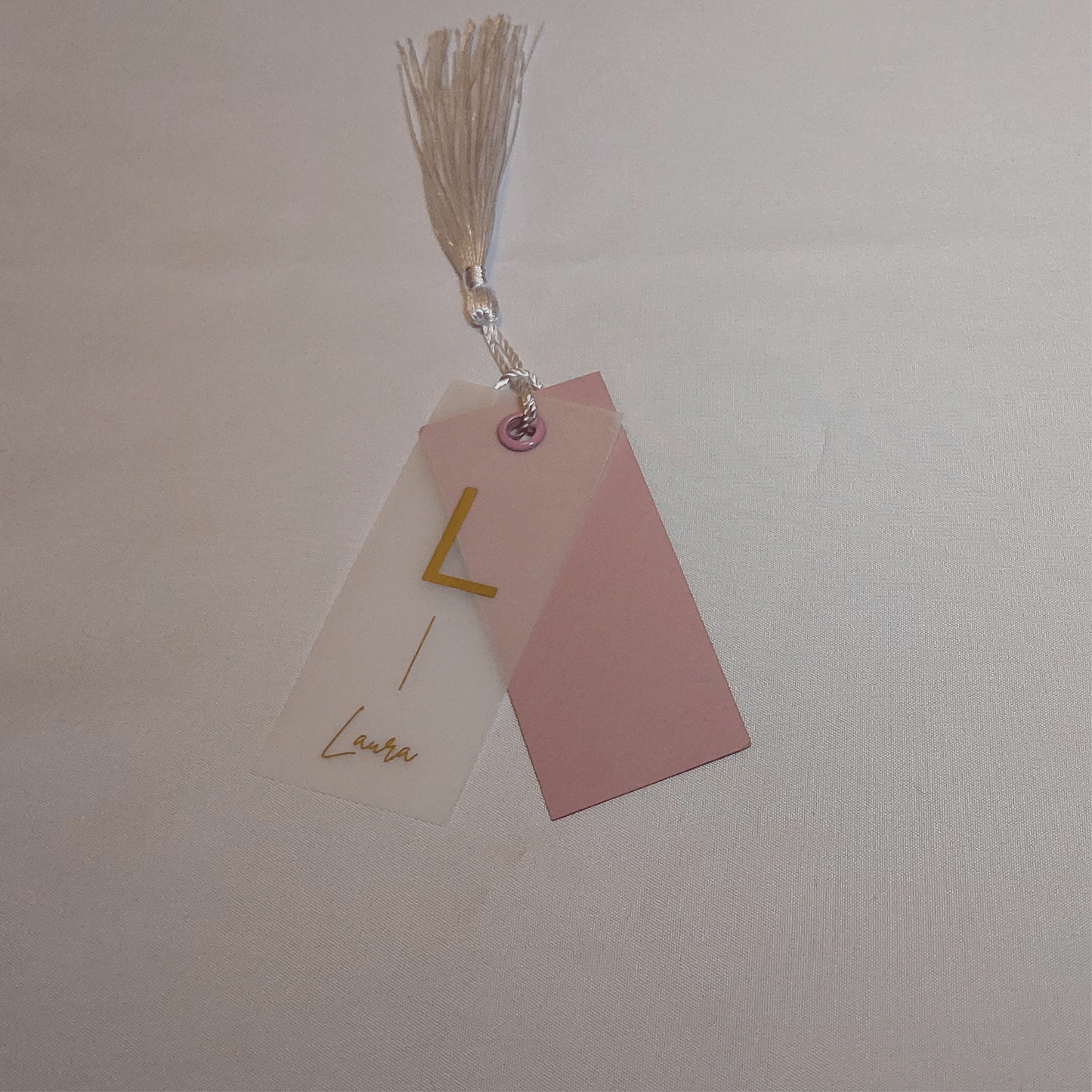 Layered Vellum Place Card with Eyelet and Tassel